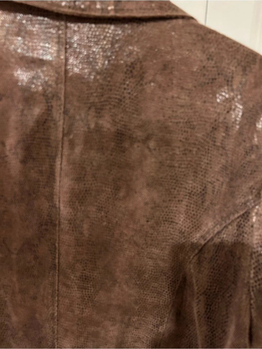 Vintage J Percy Marvin Richards Genuine Leather Reptile Print Coat Size 12 - Picture 6 of 6